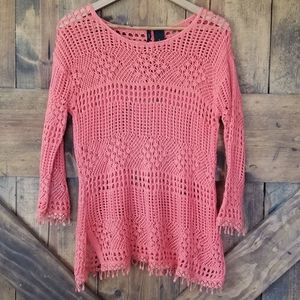 Crochet style open knit light weight top sweater